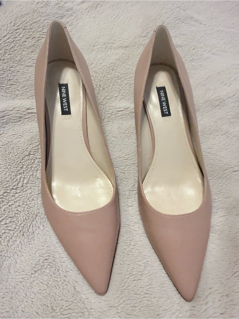 Nine West Blush Pink Pointed Toe Leather Pumps